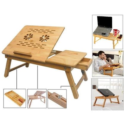 Бамбукова маса за лаптоп с вградени охладители